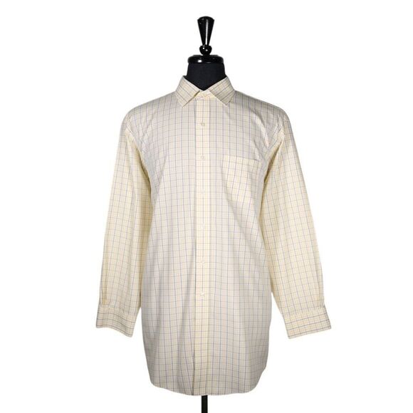 Brooks Brothers Mens Dress Shirt Button Down Yellow Blue Plaid Non Iron 17.5 33 - Picture 3 of 8